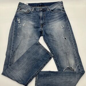 Levis 513 32x32 Distressed Slim Straight Jeans